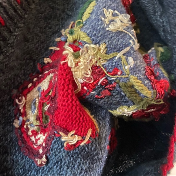 Vintage Valentine Love Cotton Cottagecore Grandma Embroidered Sweater Cardigan - Picture 9 of 12